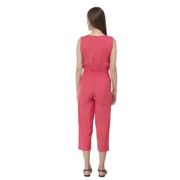Women's Casual Crepe Sleeveless Jump Suit (Pink) - Image 3