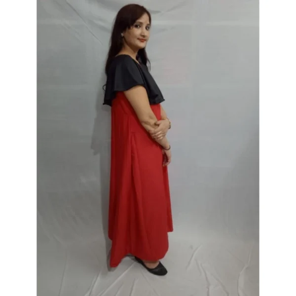 Women's Casual Crepe Cape Sleeve Dress (Black) - Image 5