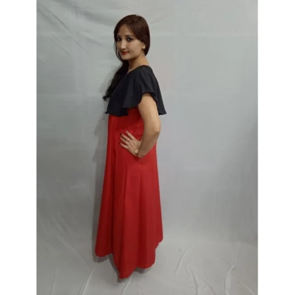 Women's Casual Crepe Cape Sleeve Dress (Black) - Image 4