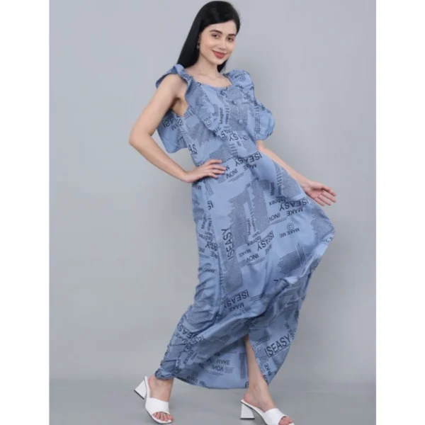 Women's Casual Crepe Sleeveless Dress (Grey) - Image 4