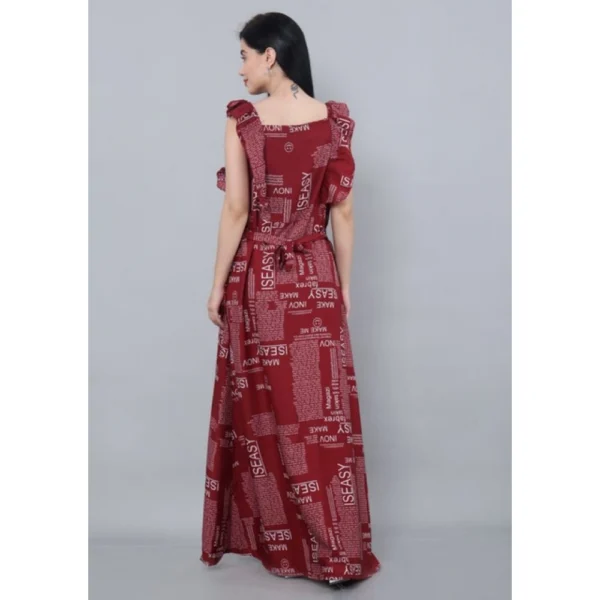 Women's Casual Crepe Sleeveless Dress (Maroon) - Image 5