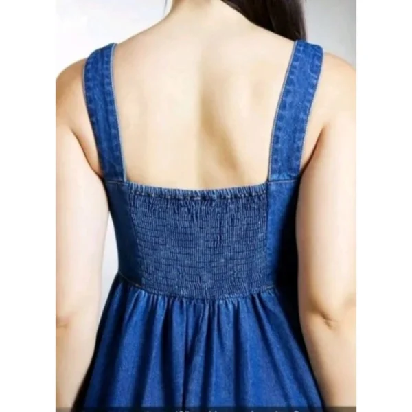 Women's Casual Denim Sleeveless Dress (Blue) - Image 3