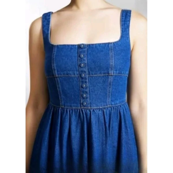 Women's Casual Denim Sleeveless Dress (Blue) - Image 5