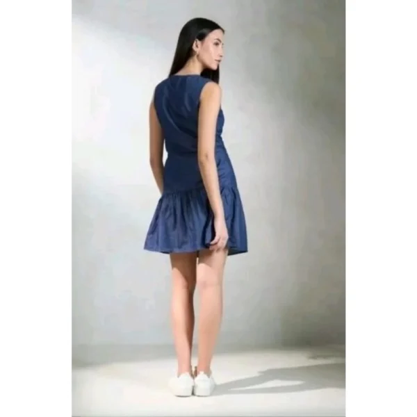 Women's Casual Denim Sleeveless Dress (Blue) - Image 3