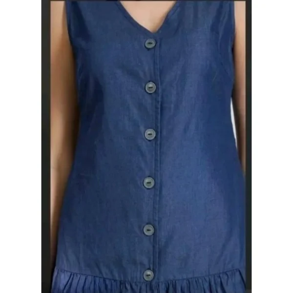 Women's Casual Denim Sleeveless Dress (Blue) - Image 4