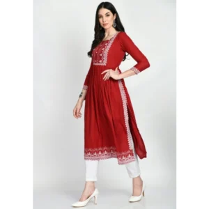 Alternative view of Women's Casual Rayon 3-4th Sleeves Kurti (Maroon)