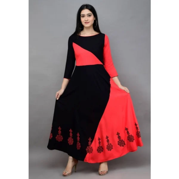 Women's Casual Rayon 3-4th Sleeves Maxi Dress (Pink) - Image 5