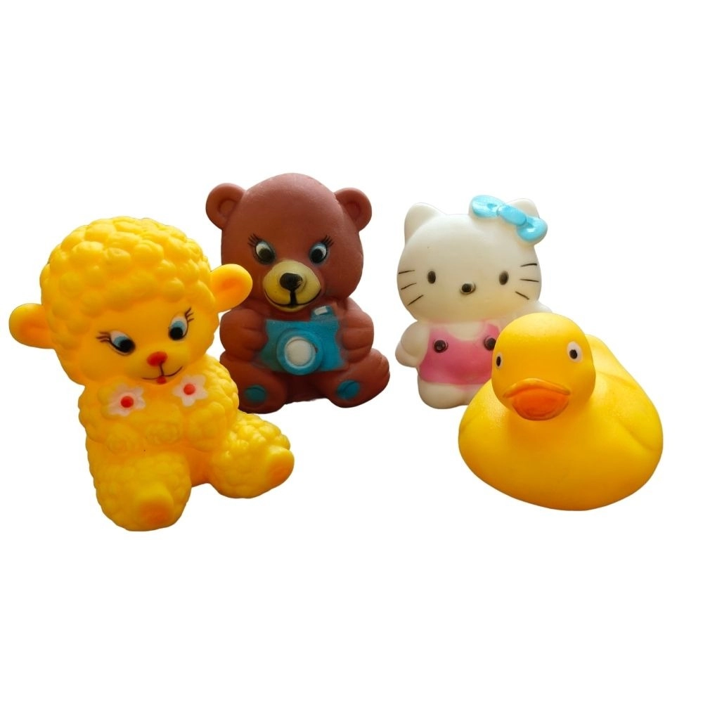 Lamp-Kitten-Duck-Bear Mixed Chu Chu Toys | Rubber | Toys | 6+ Months