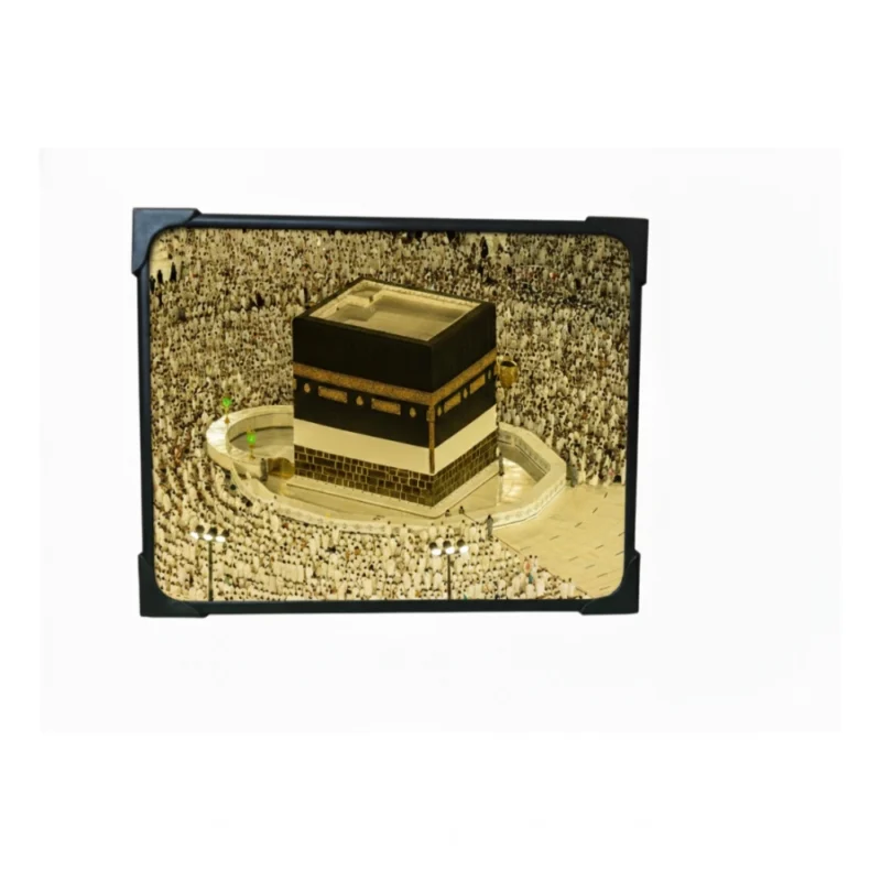 Wooden Macca Madina Haj Table Top "Allah Hu Akbar" Player (Multicolor)