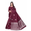 Women's Soft Lichi Silk Printed Saree With Unstitched Blouse 5.5Mtr (Wine)