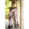 Women's Soft Lichi Silk Printed Saree With Unstitched Blouse 5.5Mtr (Light-Pink)