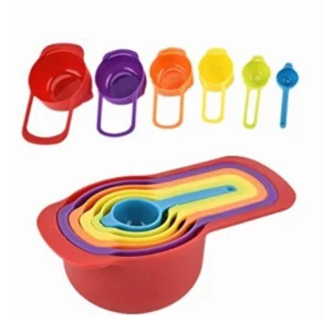 Alternative view of Pack of 4_Colorful Measuring Cup Spoon Set Stackable Kitchen Measuring Cups (Color: Assorted )