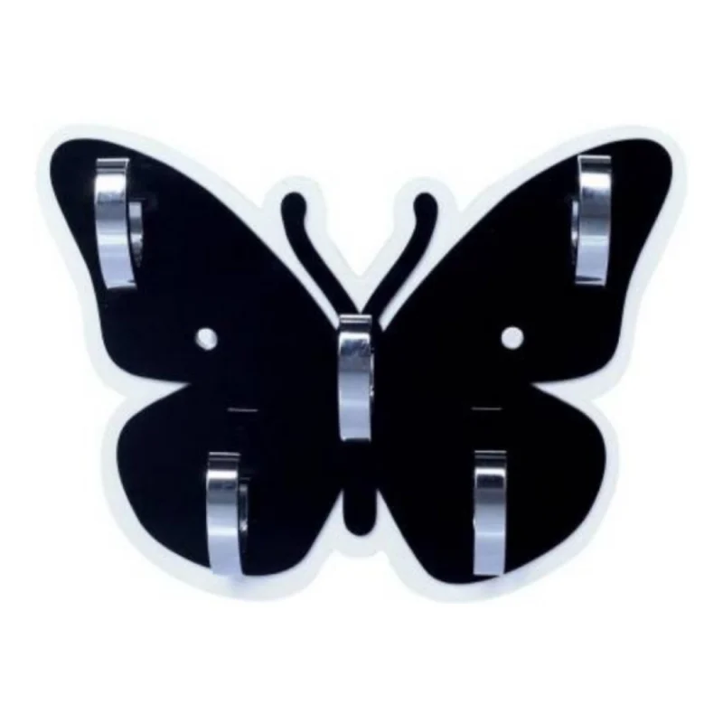 Pack Of 2_Butterfly Key Holder – Decorative Wall Mount Key Organizer (Color: Black)