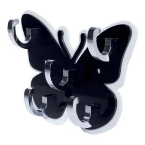 Alternative view of Pack Of 2_Butterfly Key Holder – Decorative Wall Mount Key Organizer (Color: Black)