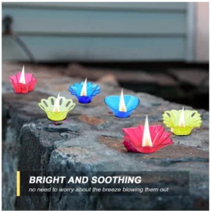 Alternative view of Pack Of 2_Floral Diya Set – Multi-Color Tea Light Holders Set of 12 (Color: Assorted )