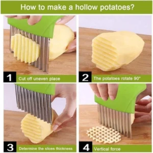 Alternative view of Pack Of_5 Wave Shape Stainless Steel Potato Cutter And Slicer – (Color: Assorted )