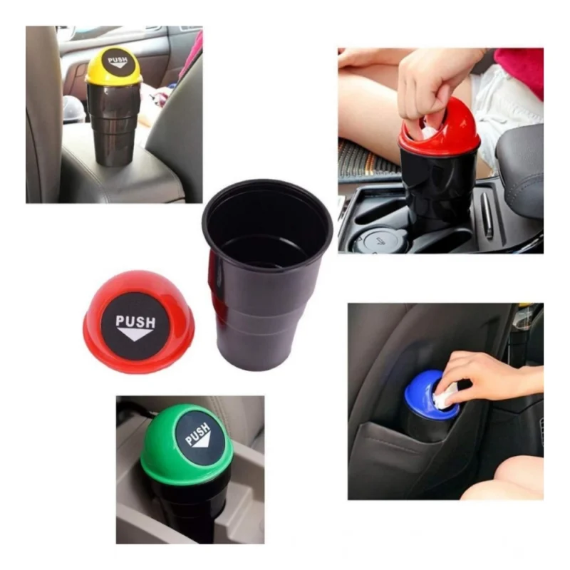 Alternative view of Pack Of 4_Car Dustbin – Portable Vehicle Trash Bin for Interior Organization (Color: Assorted )