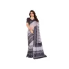 Women's Linen Cotton  Printed Saree With Unstitched Blouse 5.5Mtr?(White & Black)