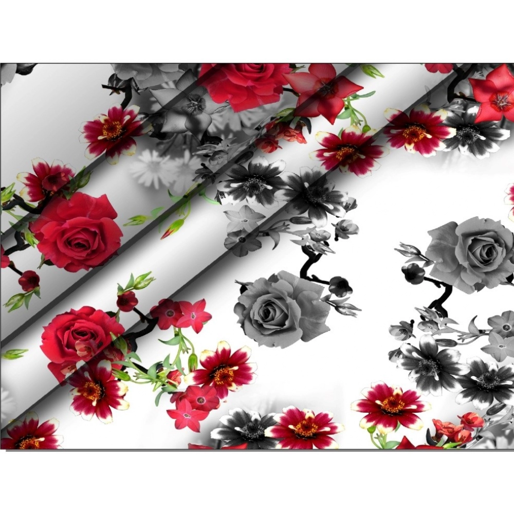 Men's Casual Floral Printed Cotton Blend Unstitched Shirt Fabric 1.6 Mtrs (Red) - Image 2