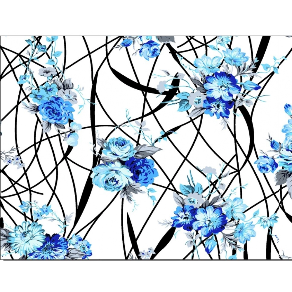 Men's Casual Floral Printed Cotton Blend Unstitched Shirt Fabric 1.6 Mtrs (Blue) - Image 2