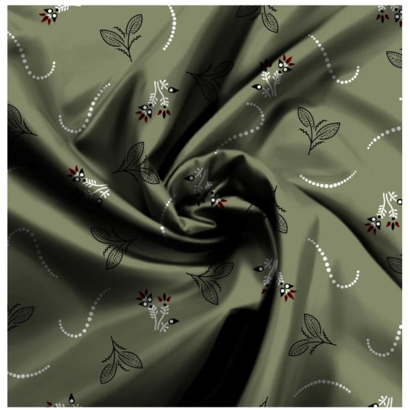 Alternative view of Men's Casual Floral Printed Cotton Blend Unstitched Shirt Fabric 1.6 Mtrs (Green)