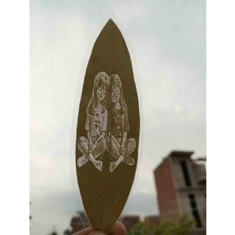 Custom Engraved Leaf Art 鈥�Best Friends - Sisters Portrait on Natural Leaf