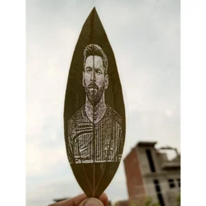Custom Engraved Leaf Art 鈥�Football Player Portrait on Natural Leaf