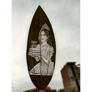 Custom Birthday Leaf Art 鈥�Engraved Portrait on Natural Leaf
