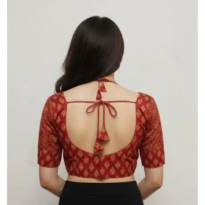 Alternative view of Women's Ajrakh Cotton Printed Sweetheart Padded Blouse (Red 38 Ready (Self Alterable 36–40)