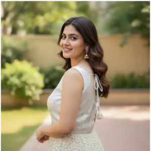 Alternative view of Women's Zimmi Choo Sequin Work V-Neck Padded Blouse (White 38 Ready (Self Alterable 36–40)