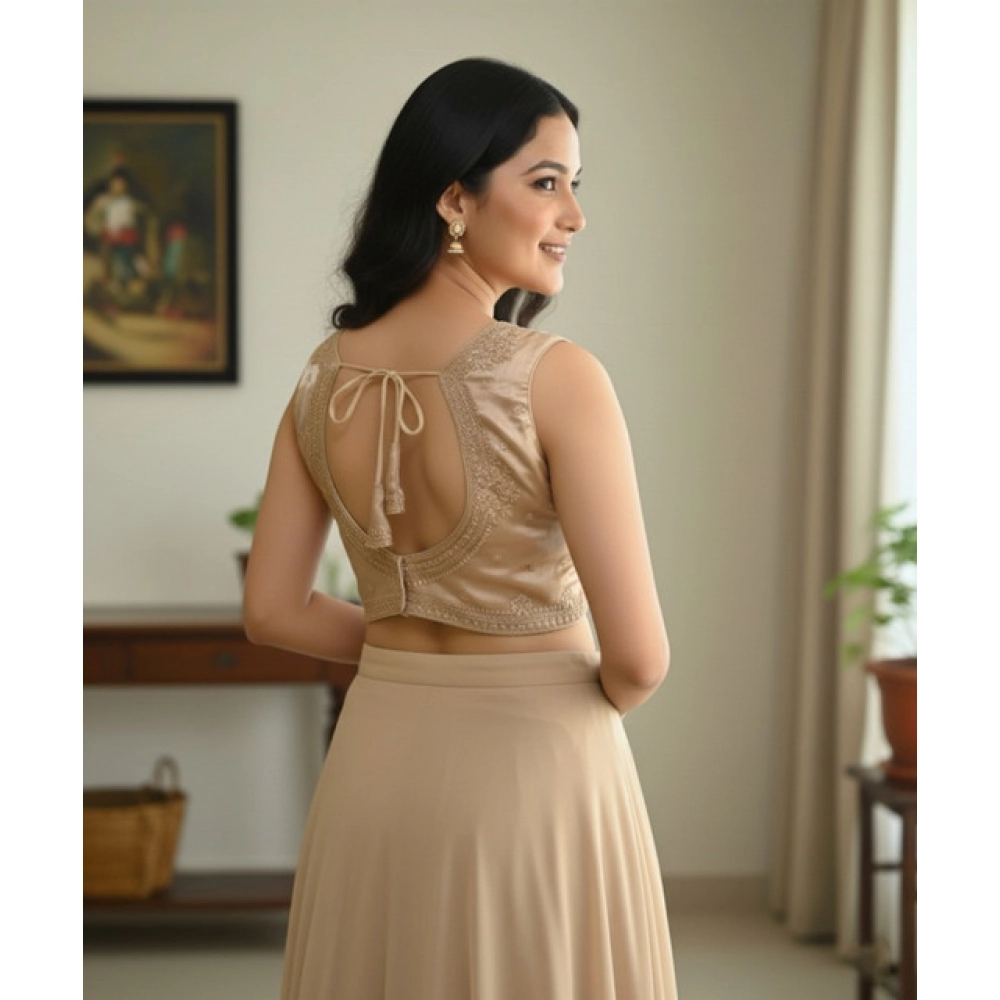 Women's Zimmi Choo Embroidered V-Neck Padded Blouse (Beige 38 Ready (Self Alterable 36–40) - Image 2