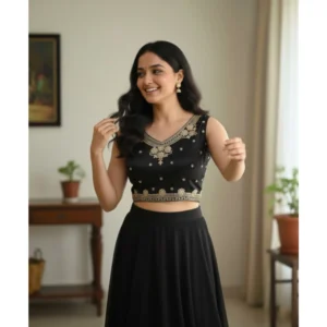 Alternative view of Women's Zimmi Choo Embroidered V-Neck Padded Blouse (Black 38 Ready (Self Alterable 36–40)