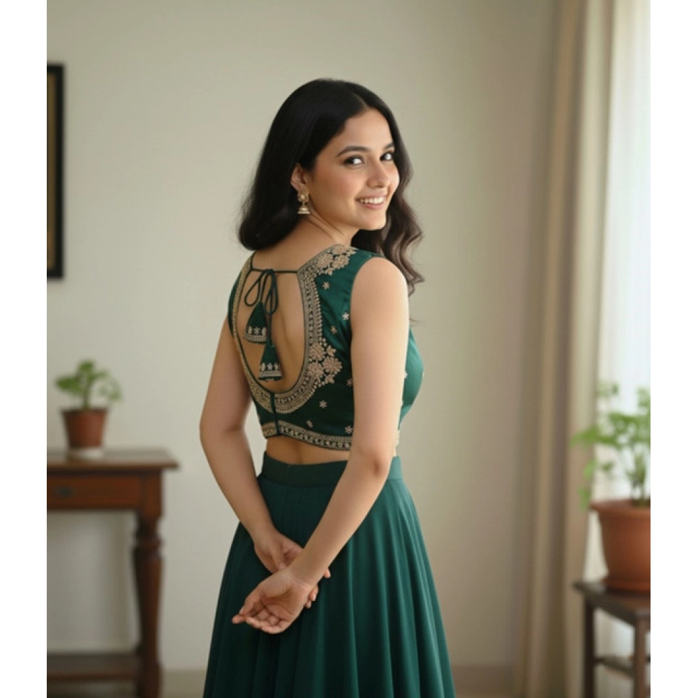 Women's Zimmi Choo Embroidered V-Neck Padded Blouse (Green 38 Ready (Self Alterable 36–40) - Image 2