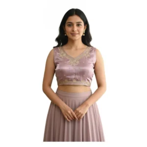 Women's Zimmi Choo Embroidered V-Neck Padded Blouse (Lavender 38 Ready (Self Alterable 36–40)