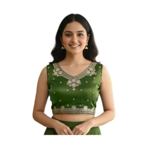 Women's Zimmi Choo Embroidered V-Neck Padded Blouse (Light-Green 38 Ready (Self Alterable 36–40)