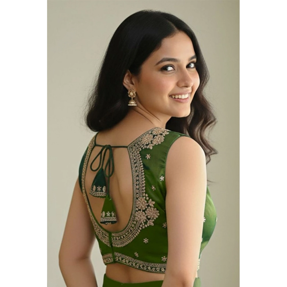 Women's Zimmi Choo Embroidered V-Neck Padded Blouse (Light-Green 38 Ready (Self Alterable 36–40) - Image 2