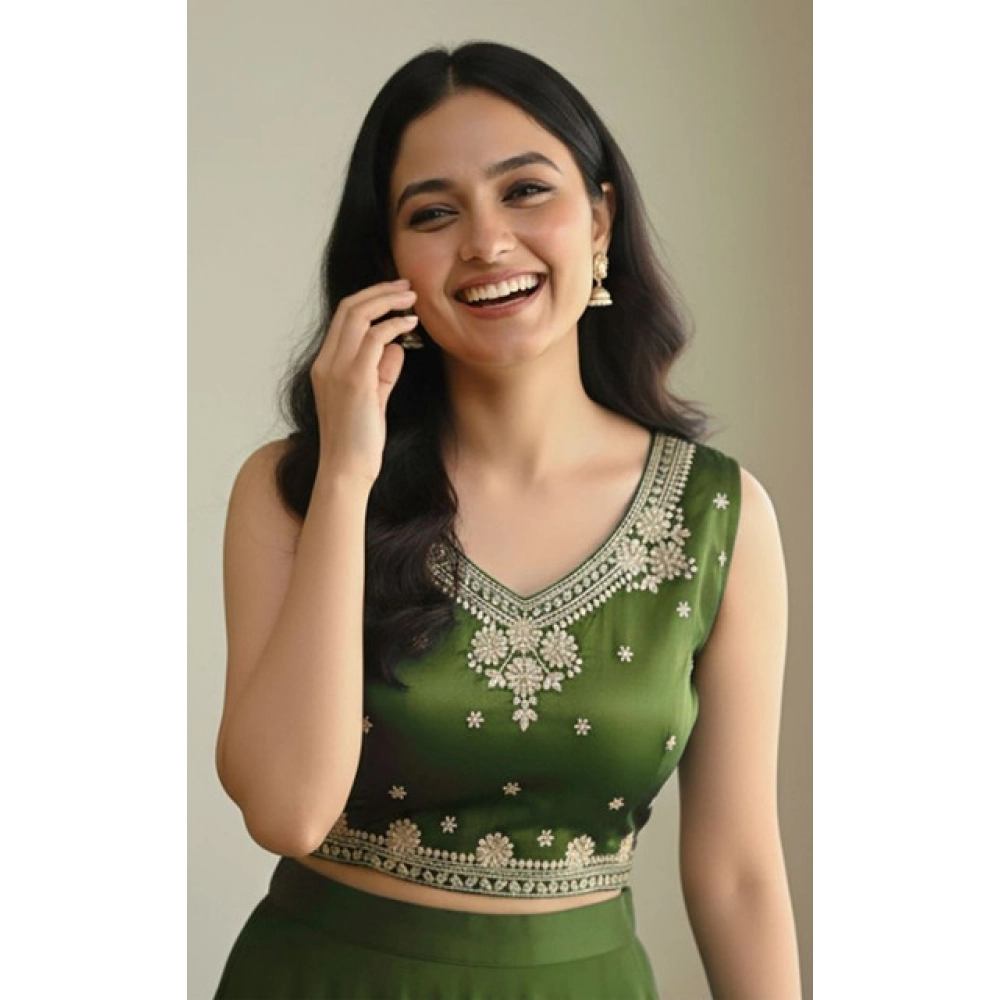 Women's Zimmi Choo Embroidered V-Neck Padded Blouse (Light-Green 38 Ready (Self Alterable 36–40) - Image 3