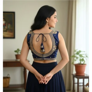 Alternative view of Women's Zimmi Choo Embroidered V-Neck Padded Blouse (Navy 38 Ready (Self Alterable 36–40)