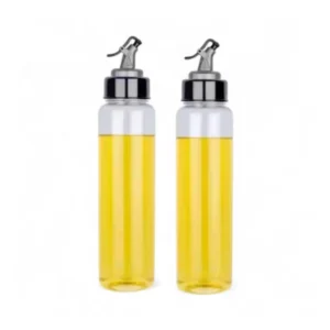 Plastic 2-Pcs Set Oil Bottle With Airtight Dispenser Lid (Multicolor)