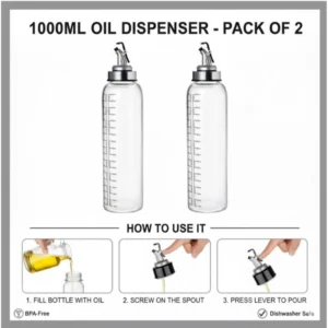Alternative view of Plastic 2-Pcs Set Oil Bottle With Airtight Dispenser Lid (Multicolor)