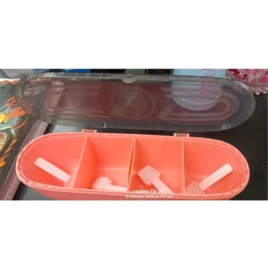 Alternative view of Plastic 4 Grid Design Made In India Container with Spoon (Multicolor)