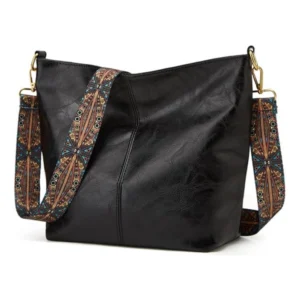 Women's PU Leather Zipper Handbag (Black)