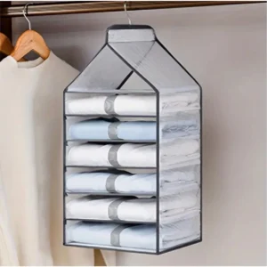 Hanging Foldable Fabric Closet Organizer with 6 Shelves