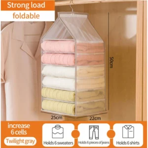 Alternative view of Hanging Foldable Fabric Closet Organizer with 6 Shelves
