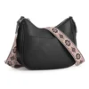 Women's PU Leather Zipper Sling Bag (Black)
