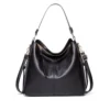Women's PU Leather Zipper Handbag (Black)