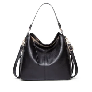 Women's PU Leather Zipper Handbag (Black)