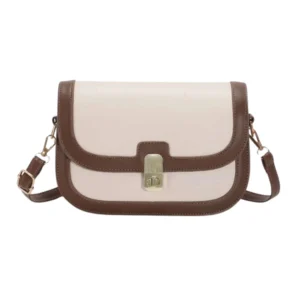 Women's PU Leather Zipper Sling Bag (Beige)
