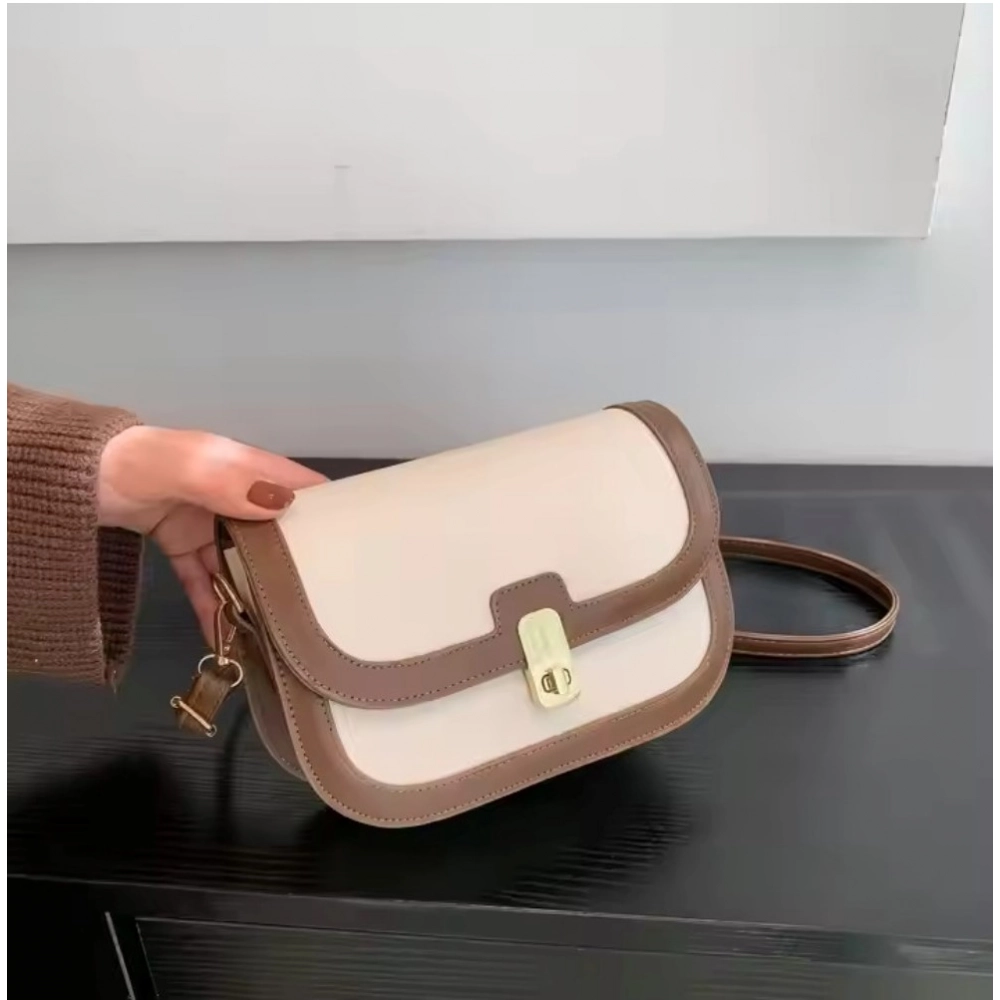 Women's PU Leather Zipper Sling Bag (Beige) - Image 4