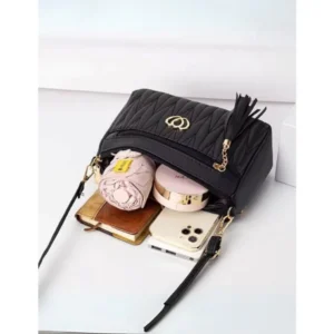 Alternative view of Women's PU Leather Zipper Sling Bag (Black)